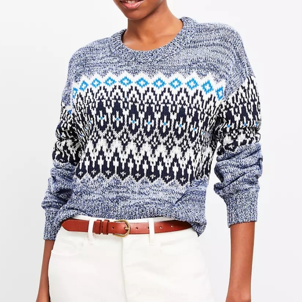 LOFT NWOT Sparkle Marled Fair Isle Sweater